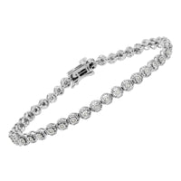 .925 Sterling Silver 1/2 Cttw Miracle Set Round Diamond Bezel Design Link Bracelet (I-J Color, I2-I3 Clarity) - 7.25