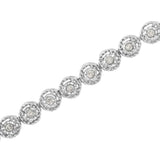 .925 Sterling Silver 1/2 Cttw Miracle Set Round Diamond Bezel Design Link Bracelet (I-J Color, I2-I3 Clarity) - 7.25