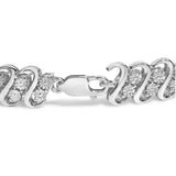 .925 Sterling Silver 1/4 cttw Round-Cut Diamond Double Row Wrapped S-Link Bracelet (I-J Color, I2-I3 Clarity) - Size 7.25