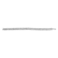 .925 Sterling Silver 1/4 cttw Round-Cut Diamond Double Row Wrapped S-Link Bracelet (I-J Color, I2-I3 Clarity) - Size 7.25