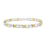 10K yellow gold bracelet with infinity and X links set with diamond stones thumbnail 1