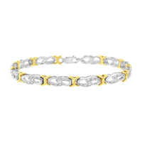 10k Yellow Gold Plated Sterling Silver 1/4 cttw Diamond Infinity and X Link Bracelet (I-J Clarity, I2-I3 Color) - Size 7.25