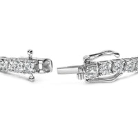 14K White Gold 4-Prong Set Lab Grown Round Diamond Classic Tennis Bracelet (F-G Color, VS1-VS2 Clarity) - 7.25