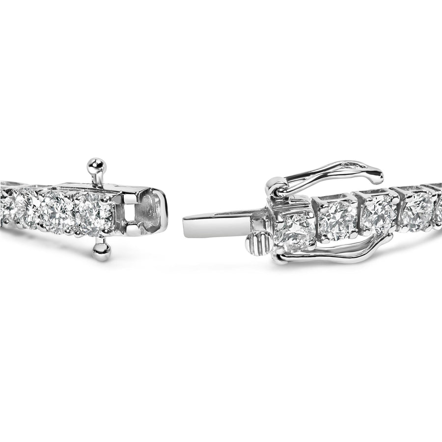 14K White Gold 4-Prong Set Lab Grown Round Diamond Classic Tennis Bracelet (F-G Color, VS1-VS2 Clarity) - 7.25