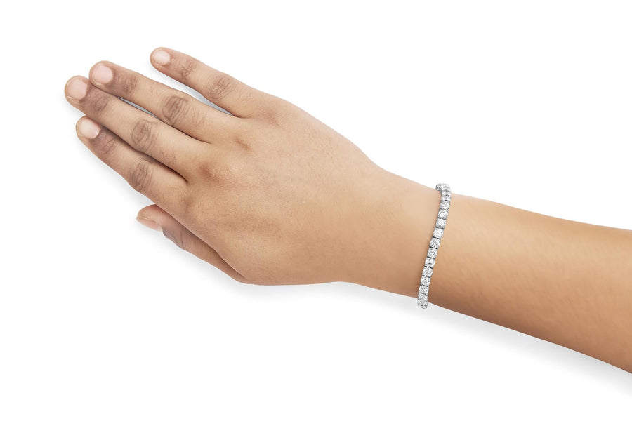 14K White Gold 4-Prong Set Lab Grown Round Diamond Classic Tennis Bracelet (F-G Color, VS1-VS2 Clarity) - 7.25