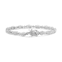 .925 Sterling Silver 1/2 Cttw Diamond Alternating Marquise and Starburst Shaped Link Bracelet (I-J Color, I2-I3 Clarity) - 7.25