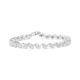 925 sterling silver bracelet with round diamond halo S-link stones thumbnail 1