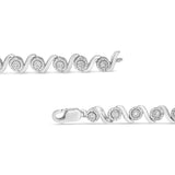 .925 Sterling Silver 1/2 Cttw Round Diamond Halo S-Link Bracelet (I-J Color, I2-I3 Clarity) - 7.25