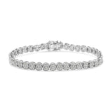 .925 Sterling Silver 2.0 Cttw Diamond Cluster Link Bracelet (I-J Color, I2-I3 Clarity) - Size 7.25