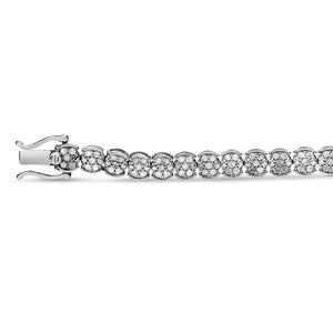 .925 Sterling Silver 2.0 Cttw Diamond Cluster Link Bracelet (I-J Color, I2-I3 Clarity) - Size 7.25