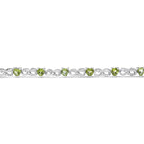 .925 Sterling Silver 1.00 Cttw Diamond and 4.00mm Lab Created Green Heart-Shaped Peridot Infinity Link Bracelet (I-J Color, I2-I3 Clarity) - 7.25