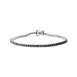 .925 Sterling Silver 4-Prong Set Treated Black Round-Cut Diamond Classic Tennis Bracelet (Black Color, I2-I3 Clarity) - 7.25