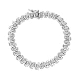 925 sterling silver tennis bracelet with miracle-set round diamond stones thumbnail 1