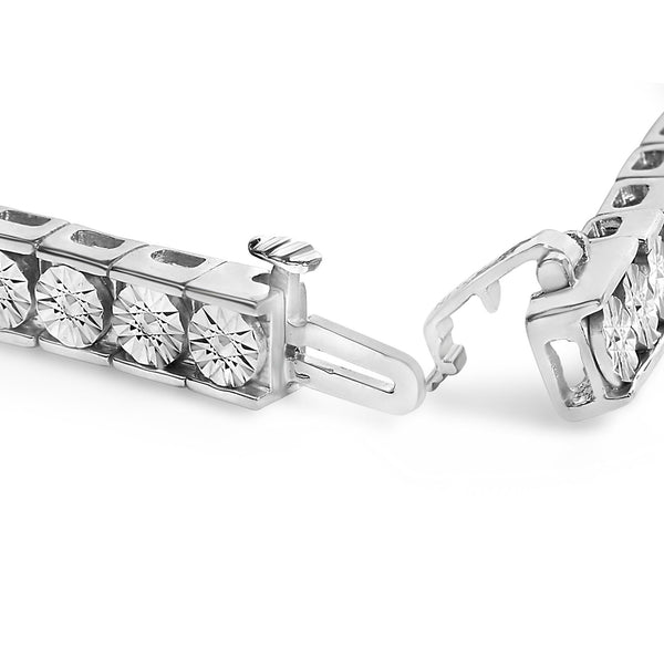 .925 Sterling Silver Miracle Set Diamond Accent Classic Tennis Bracelet (I-J Color, I2-I3 Clarity) - 7.25