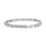 .925 Sterling Silver 1/10 Cttw Diamond Miracle Set 3 Stone Link Bracelet (I-J Color, I2-I3 Quality) - 7.25
