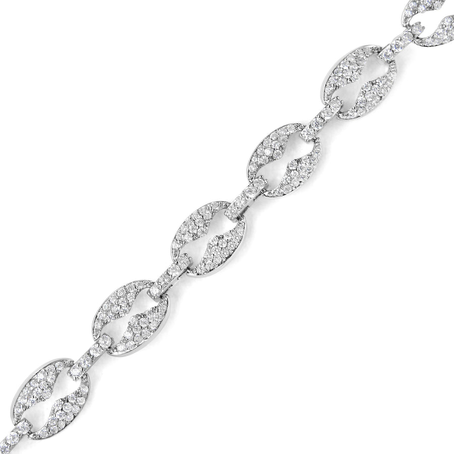 14K White Gold 1 1/2 Cttw Round Diamond Set Link Bracelet (I-J Color, I1-I2 Clarity) - 7