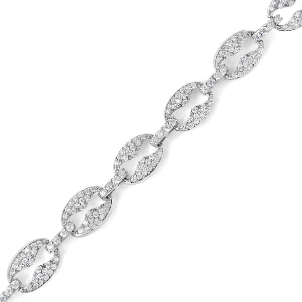 14K White Gold 1 1/2 Cttw Round Diamond Set Link Bracelet (I-J Color, I1-I2 Clarity) - 7