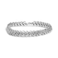 925 sterling silver bracelet with double row round diamond stones
