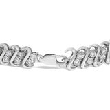 .925 Sterling Silver 1/2 Cttw Diamond Double Row S-Link Bracelet-1 thumbnail 2