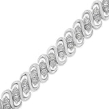 .925 Sterling Silver 1/2 Cttw Diamond Double Row S-Link Bracelet-4 thumbnail 5