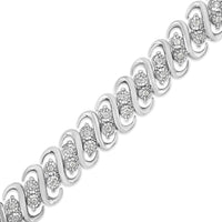 .925 Sterling Silver 1/2 Cttw Diamond Double Row S-Link Bracelet