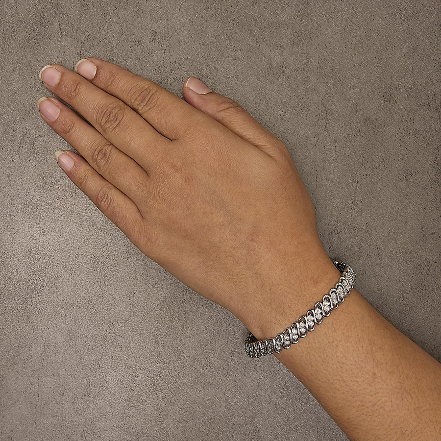 .925 Sterling Silver 1/2 Cttw Diamond Double Row S-Link Bracelet
