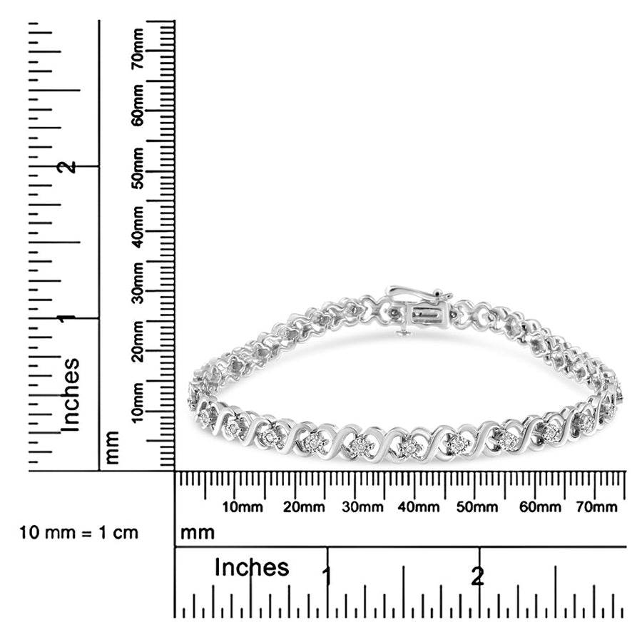 .925 Sterling Silver 1/3 Cttw Miracle Plate Round-Cut Diamond Infinity Link Bracelet  (I-J Color, I3 Clarity)  - Size 7.25