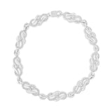 .925 Sterling Silver Prong Set Diamond Accent Infinity Weave Link 7.25