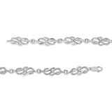.925 Sterling Silver Prong Set Diamond Accent Infinity Weave Link 7.25