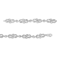 .925 Sterling Silver Prong Set Diamond Accent Infinity Weave Link 7.25