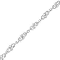 .925 Sterling Silver Prong Set Diamond Accent Infinity Weave Link 7.25