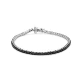 .925 Sterling Silver 4-Prong Set Treated Black Round-Cut Diamond Classic Tennis Bracelet (Black Color, I2-I3 Clarity) - 7.25