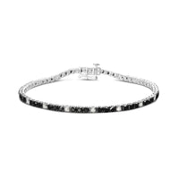 .925 Sterling Silver Black and White Diamond Tennis Bracelet (I-J Color, I2-I3 Clarity) - 7.25