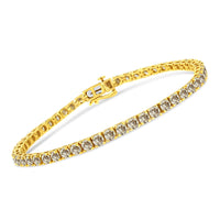 14K Yellow Gold Plated .925 Sterling Silver 8.0 Cttw Diamond Classic Link Tennis Bracelet (K-L Color, I2-I3 Clarity) - 7-1/4