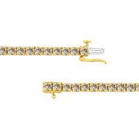 14K Yellow Gold Plated .925 Sterling Silver 8.0 Cttw Diamond Classic Link Tennis Bracelet (K-L Color, I2-I3 Clarity) - 7-1/4