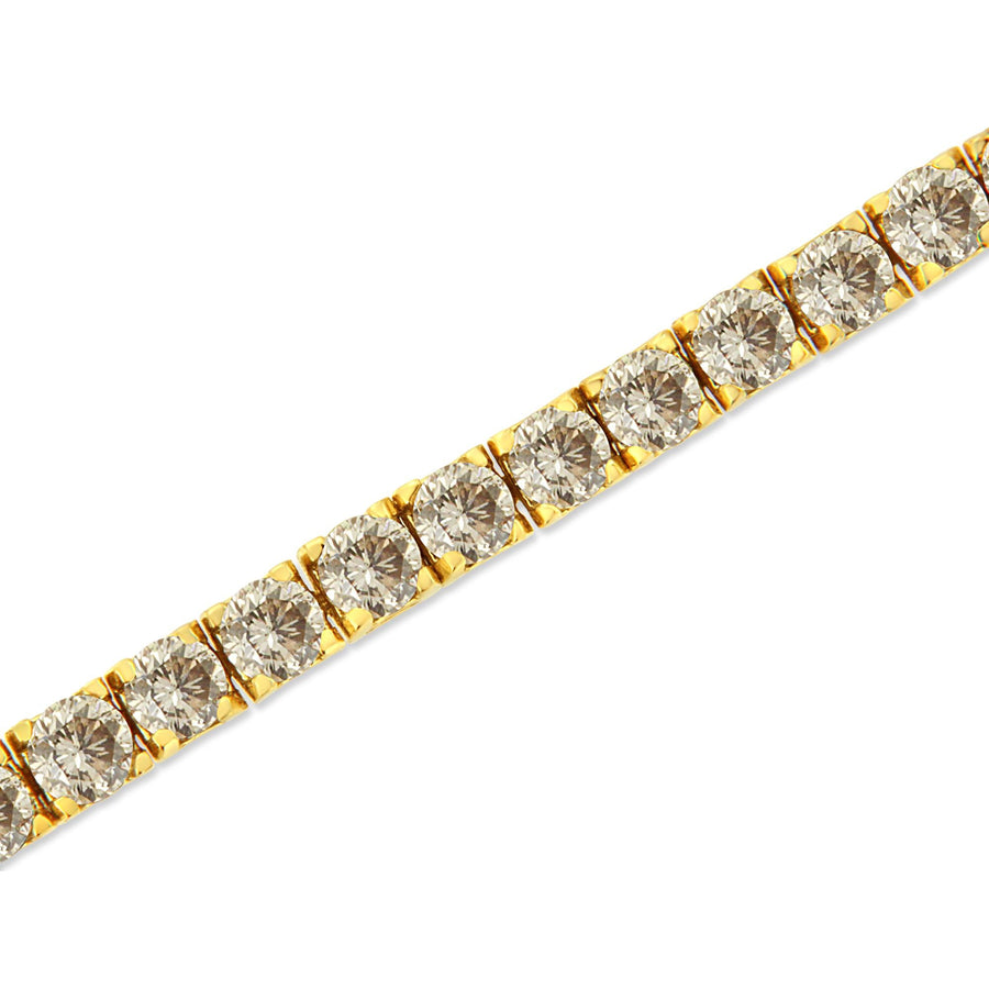 14K Yellow Gold Plated .925 Sterling Silver 8.0 Cttw Diamond Classic Link Tennis Bracelet (K-L Color, I2-I3 Clarity) - 7-1/4