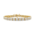 14K Yellow Gold 10.0 Cttw Diamond 2 Row Tennis Bracelet (L-M Color, I2-I3 Clarity) - Size 7.25 Inches-0
