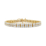 14K Yellow Gold 10.0 Cttw Diamond 2 Row Tennis Bracelet (L-M Color, I2-I3 Clarity) - Size 7.25 Inches-0 thumbnail 1
