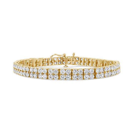 14K Yellow Gold 10.0 Cttw Diamond 2 Row Tennis Bracelet (L-M Color, I2-I3 Clarity) - Size 7.25 Inches-0