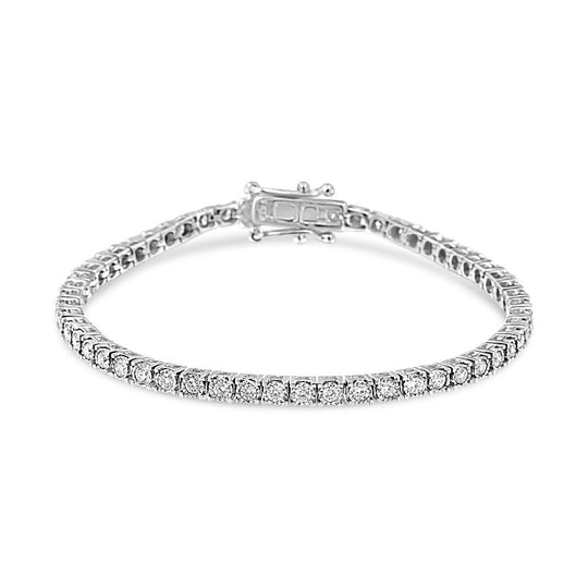 14K White Gold 2.0 Cttw Miracle Set Round-Cut Lab Grown Diamond Illusion 7" Tennis Bracelet (F-G Color, VS2-SI1 Clarity)-0
