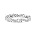 925 sterling silver bracelet with round diamond stones in wave and X links