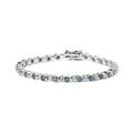 Sterling Silver 4.0 Cttw Blue and White Diamond Tennis Bracelet-0