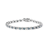 Sterling Silver 4.0 Cttw Blue and White Diamond Tennis Bracelet-0 thumbnail 1