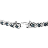 Sterling Silver 4.0 Cttw Blue and White Diamond Tennis Bracelet-1 thumbnail 2