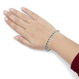 Sterling Silver 4.0 Cttw Blue and White Diamond Tennis Bracelet-2 thumbnail 3