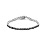 .925 Sterling Silver 4-Prong Set Treated Black Round-Cut Diamond Classic Tennis Bracelet (Black Color, I2-I3 Clarity) - 7.25