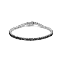 .925 Sterling Silver 4-Prong Set Treated Black Round-Cut Diamond Classic Tennis Bracelet (Black Color, I2-I3 Clarity) - 7.25