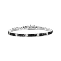 .925 Sterling Silver Black and White Diamond Tennis Bracelet (I-J Color, I2-I3 Clarity) - 7.25