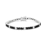 .925 Sterling Silver Black and White Diamond Tennis Bracelet (I-J Color, I2-I3 Clarity) - 7.25