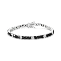 .925 Sterling Silver Black and White Diamond Tennis Bracelet (I-J Color, I2-I3 Clarity) - 7.25